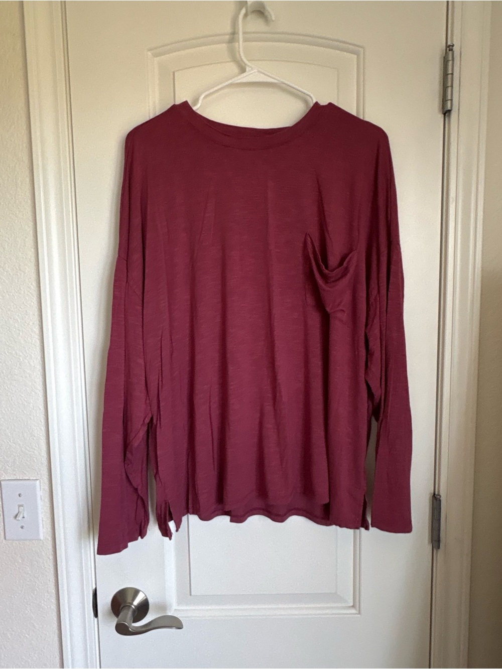 Torrid Crew Neck Super Soft Pocket Tee Relaxed Fit Wine Color- Size 1X